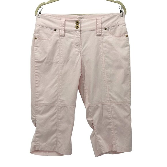 Vintage Cache Pink Ruched Crop Capris Pants Womens 8 - Picture 1 of 4